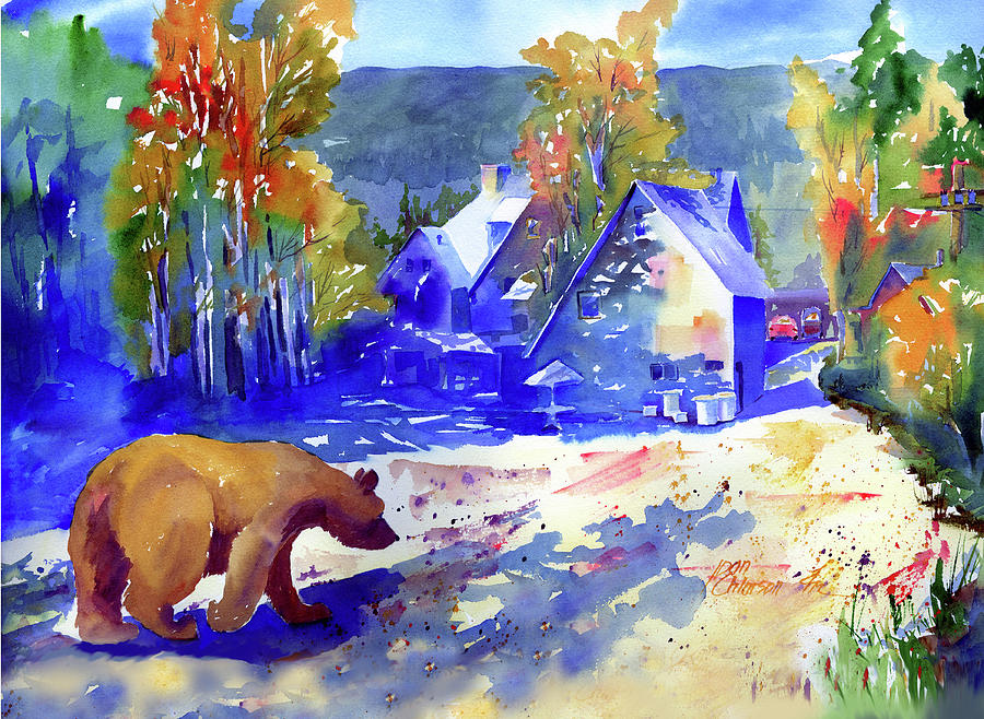 Coming For dinner at Rainbow Lodge Painting by Joan Chlarson