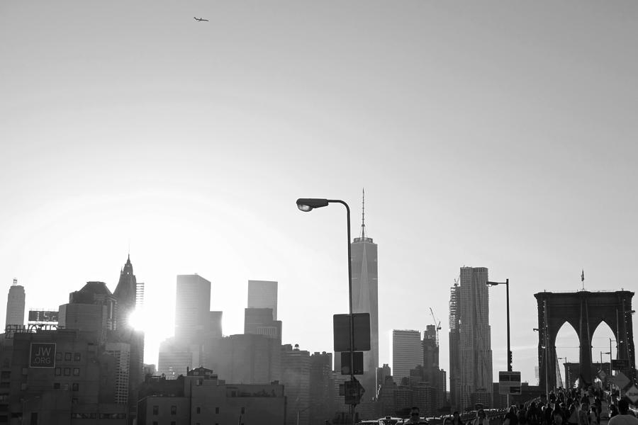 Coming in for a landing in New York City Black and White Photograph by Toby McGuire