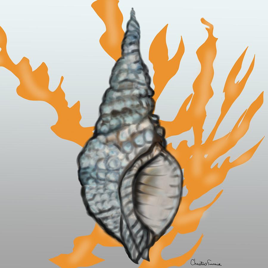 Shell Painting - Coming Out of my shell by Christine Fournier