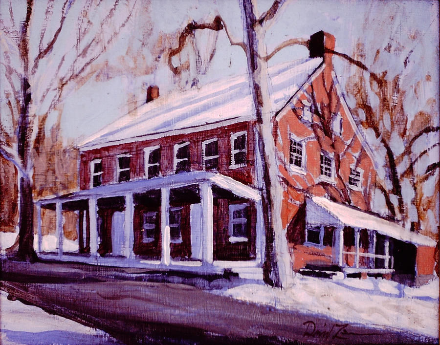 Quaker Meeting House Painting - Coming to the Meeting by David Zimmerman