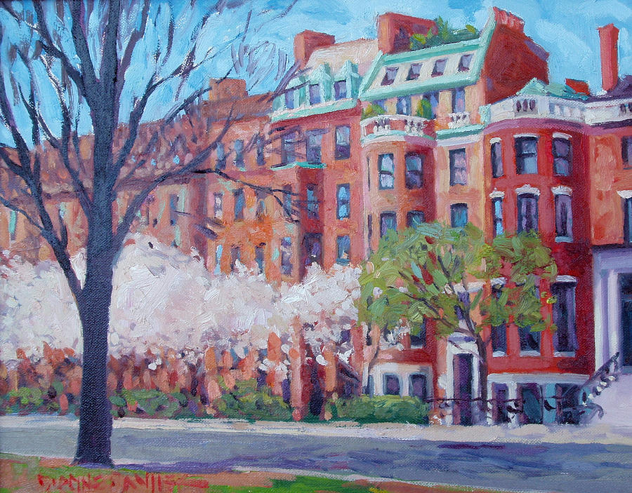 Boston Painting - Comm Ave Magnolias by Dianne Panarelli Miller