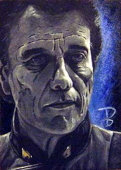Portrait Painting - Commander Adama sketch card by Daniel Bergren