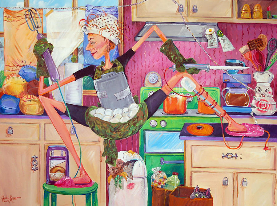 Commando Cooking Painting by Judi Krew