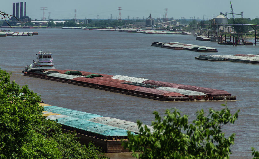Commercial River Traffic on the Mississippi Photograph by Garry McMichael