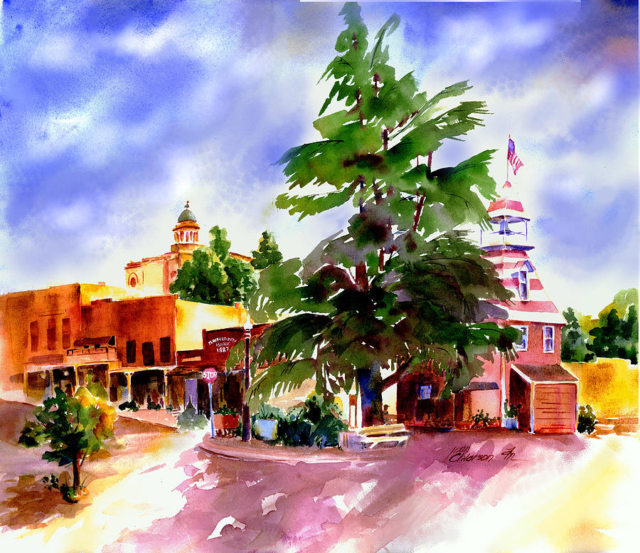 Commercial Street, Old Town Auburn Painting by Joan Chlarson