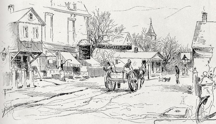 Black And White Drawing - Commercial Street Provincetown Cape Cod by Vintage Design Pics