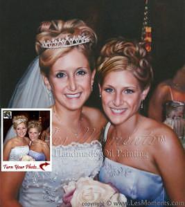 Oil Portrait Painting - Commission Bride And Bridesmaid Wedding Oil Painting Based On Your Photo by Les Moments Oil Portrait Painting - Commission Bride And Bridesmaid Wedding Oil Painting Based On Your Photo by Les Moments