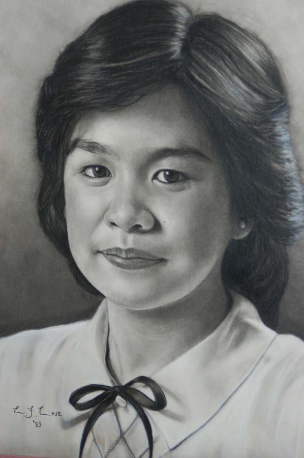 Commission Charcoal Pencil Portrait Drawing by Efcruz Arts