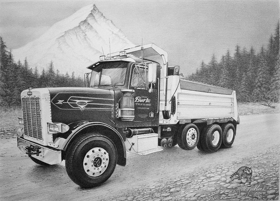 Commissioned Peterbilt Truck Drawing by Rita Niblock