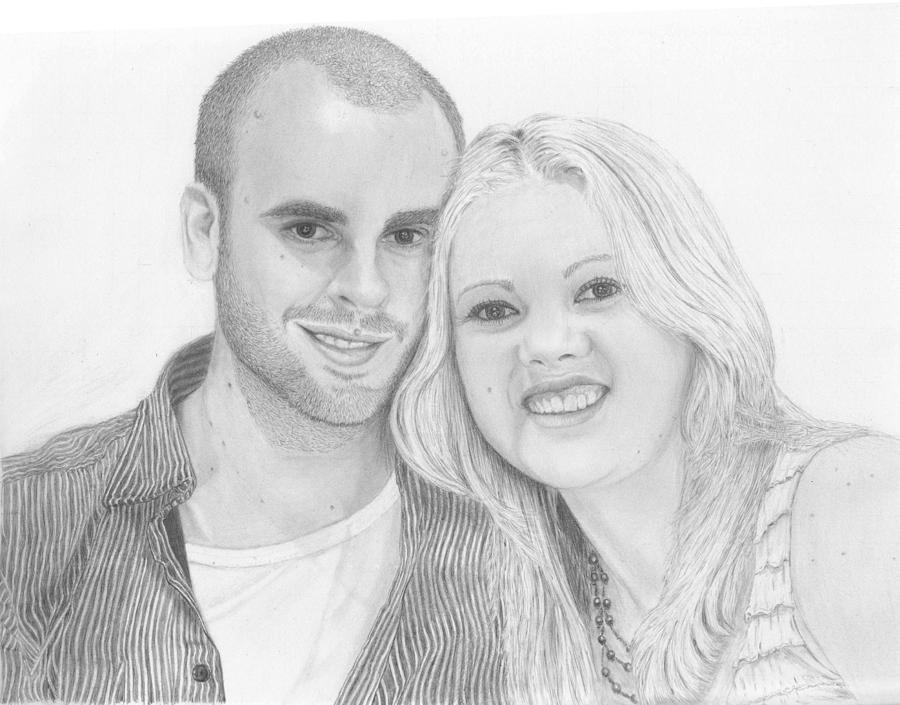Commissioned work for young couples engagement Drawing by Alexandra Riley