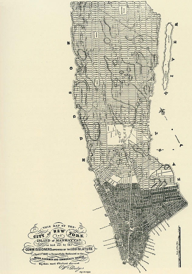 Map Drawing - Commissioners Map of Manhattan, 1811 by American School
