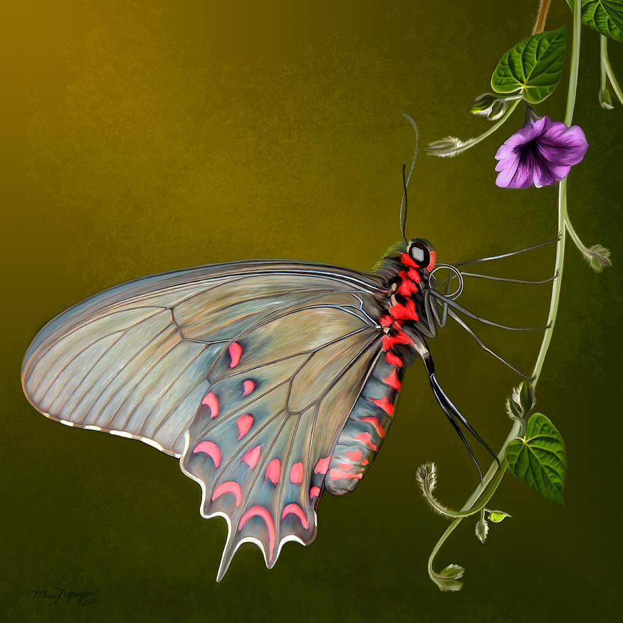 Common Rose butterfly  Digital Art by Thanh Thuy Nguyen