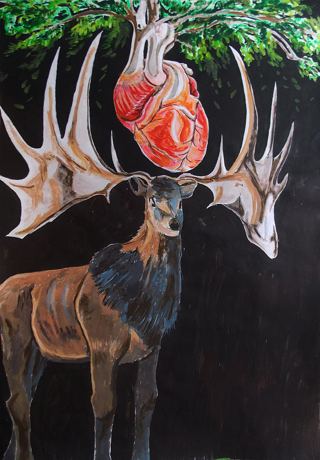 Deer Painting - Communion by Lazaro Hurtado