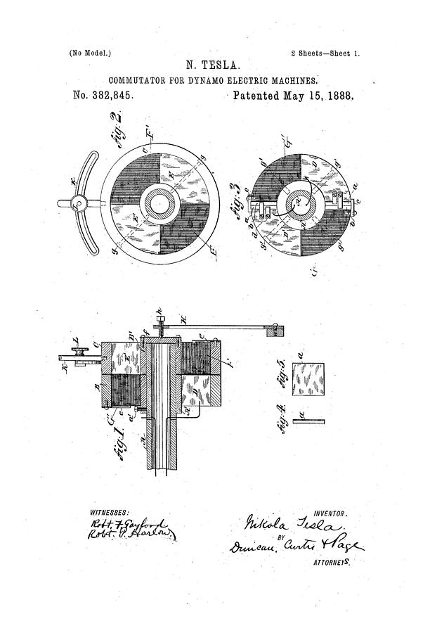 Commutator for dynamo-electric machines Patent Drawing from 1888 ...