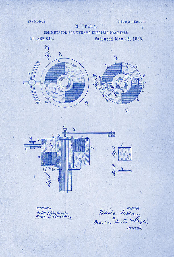 Commutator for dynamo-electric machines Patent Drawing from 1888 ...