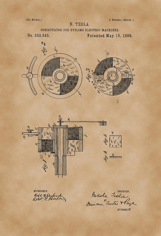 Commutator for dynamo-electric machines Patent Drawing from 1888 ...