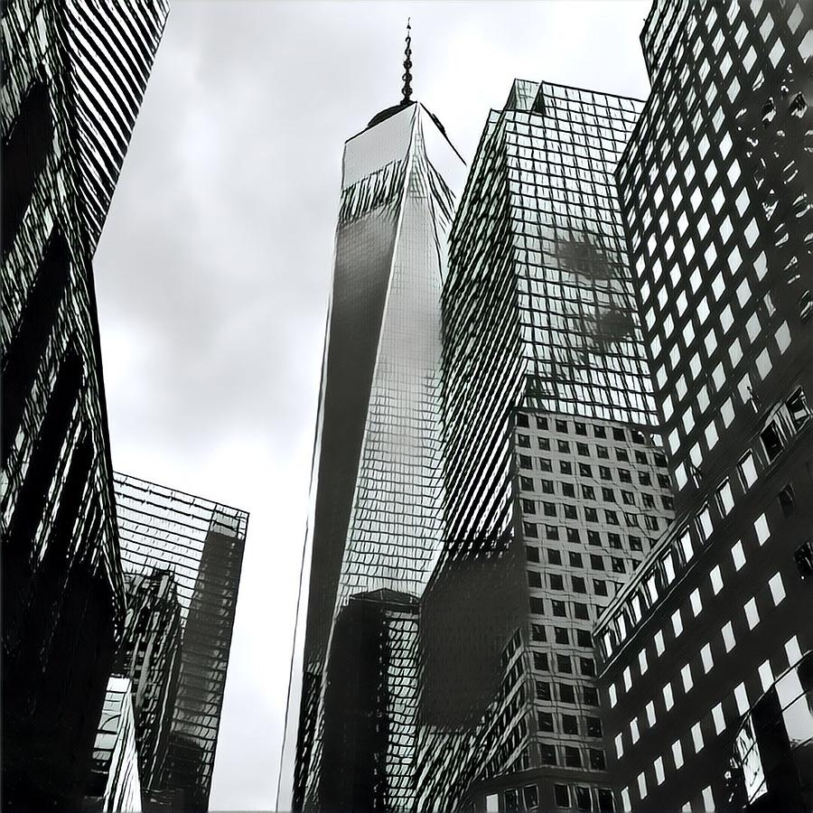 New York City Skyline Digital Art - Commuters view of 1 World Trade Center by Gina Callaghan