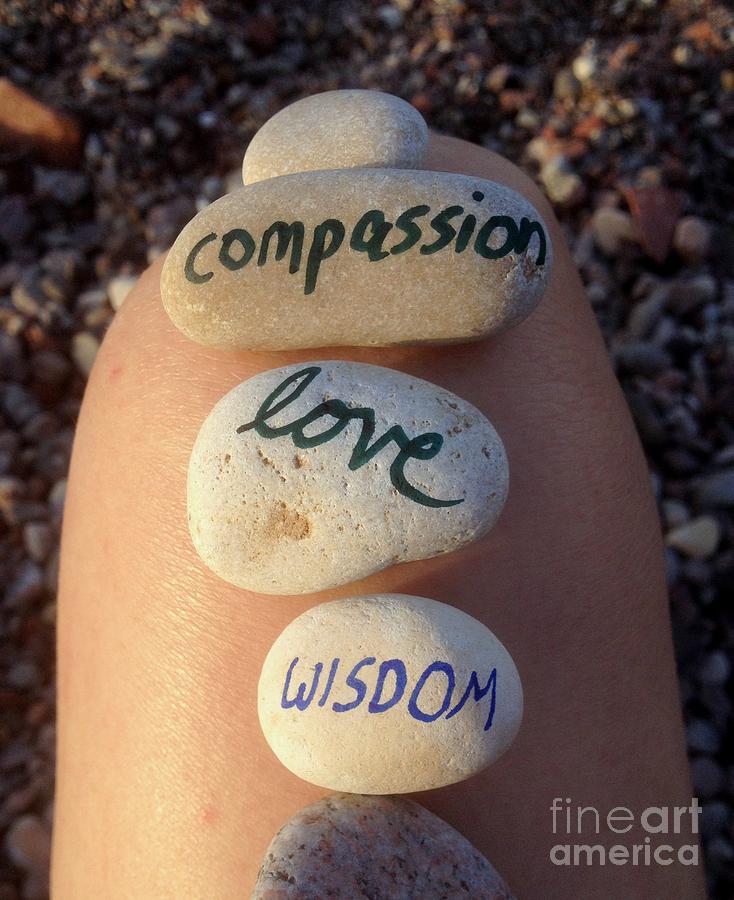 Beach Photograph - Compassion Love and Wisdom by Noa Yerushalmi