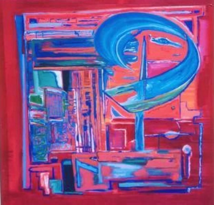 Red Painting - Composicion Azul by Michael Puya