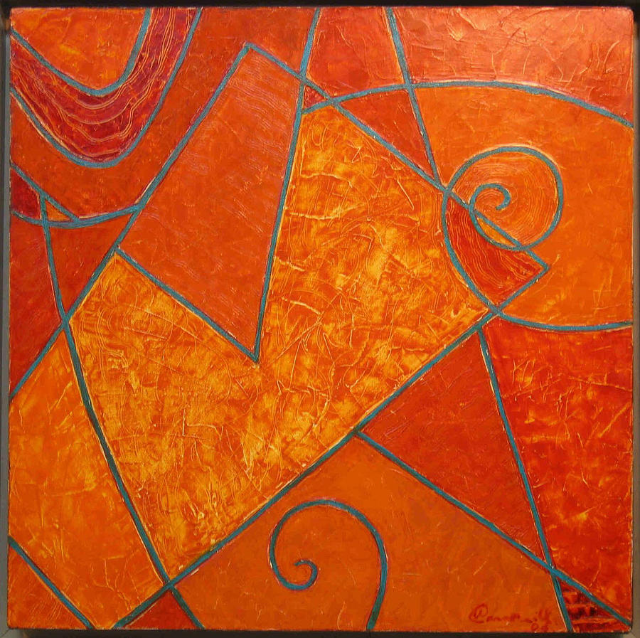 Composition in orange and red Painting by Walter Casaravilla