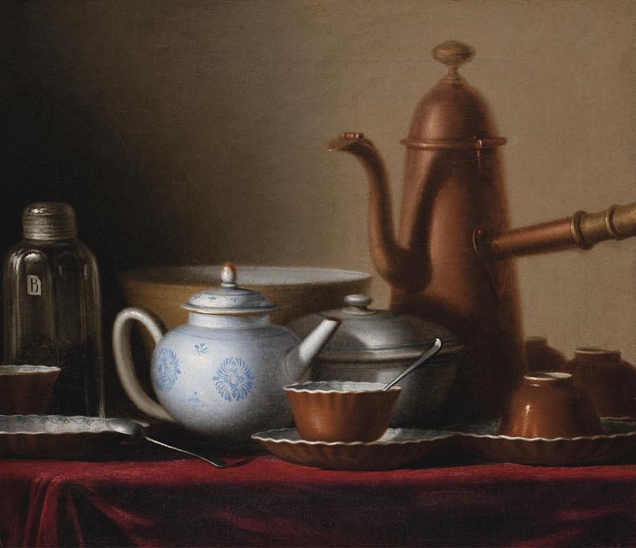 Composition With A Copper Pitcher And A Tea Set Painting by Celestial Images