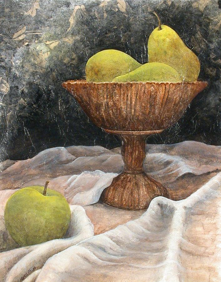 Pear Painting - Compote with Pears by Sandy Clift