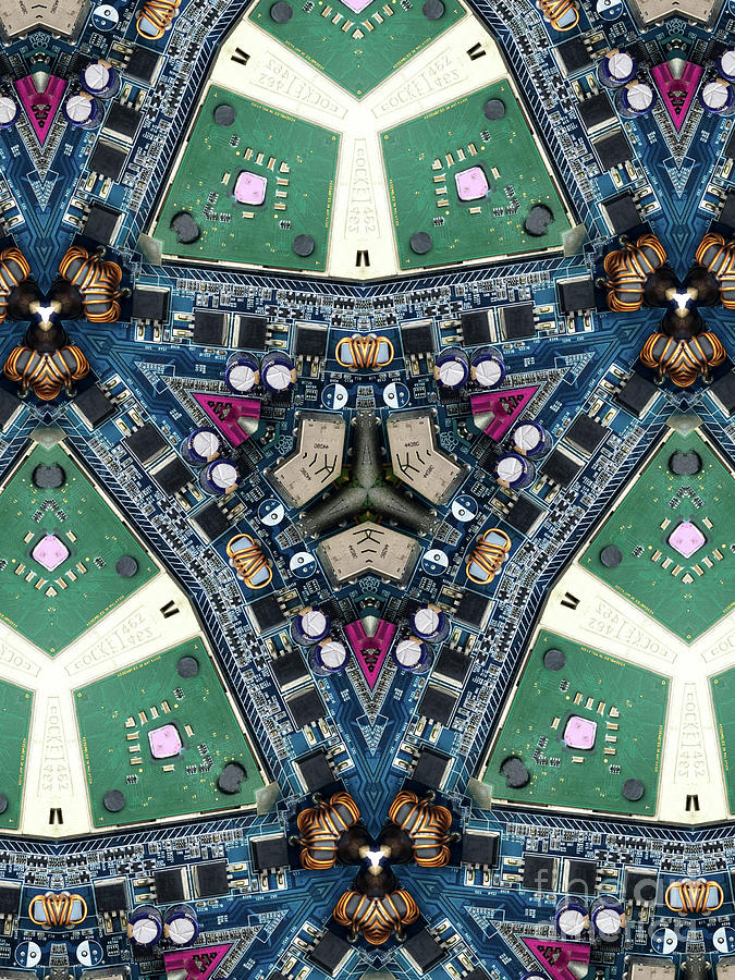 Computer Circuit Board Kaleidoscopic Design Photograph by Amy Cicconi
