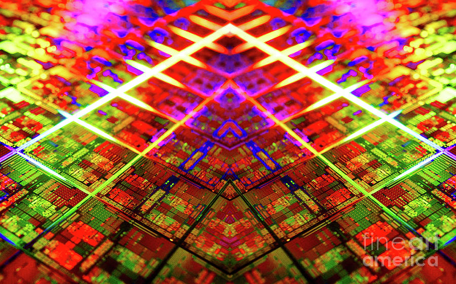 Computer Circuit Board Kaleidoscopic Design Photograph by Doc Braham