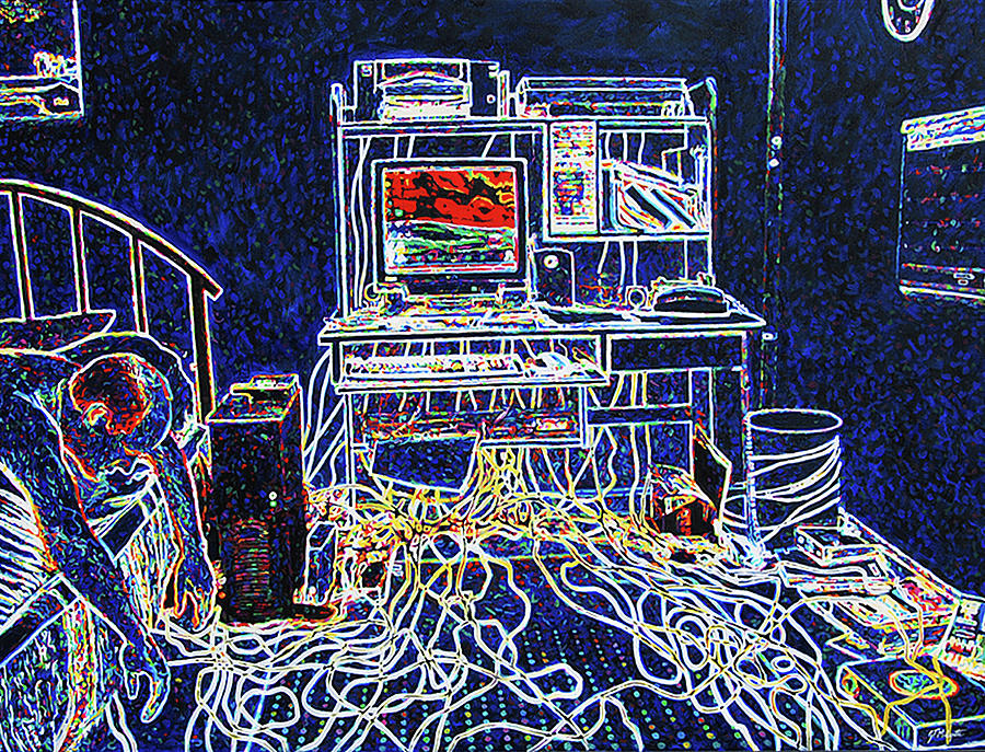 Madness Painting - Computers and Wires by Tommy Midyette