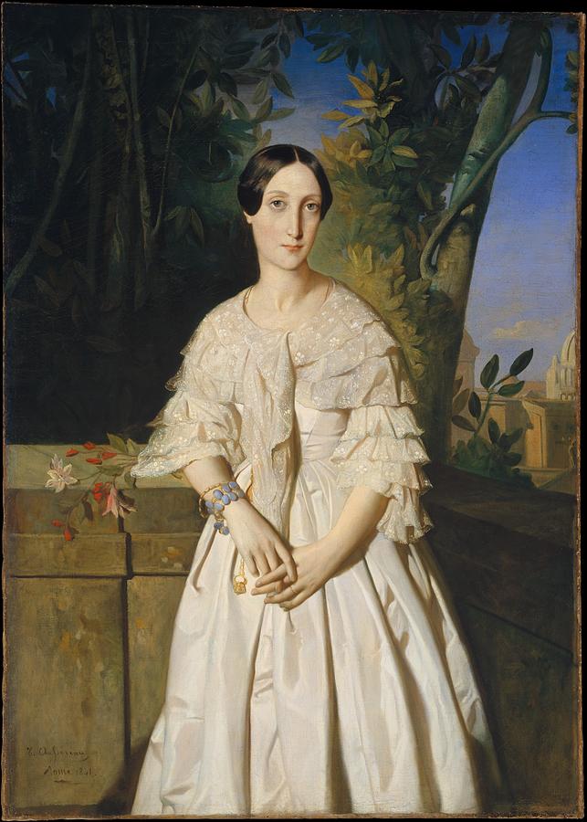 Theodore Chasseriau Painting - Comtesse de La Tour-Maubourg by Theodore Chasseriau