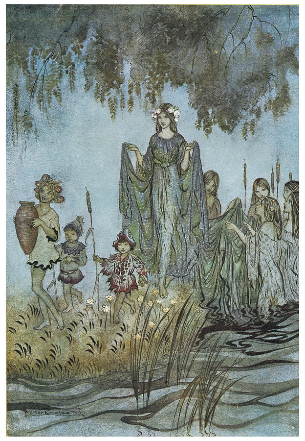 Fairy Painting - Comus Sabrina rises attended by water-nymphs by Arthur Rackman