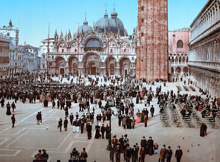 Concert in St. Marks Place, Venice, Italy ca 1895 Painting by Vincent Monozlay