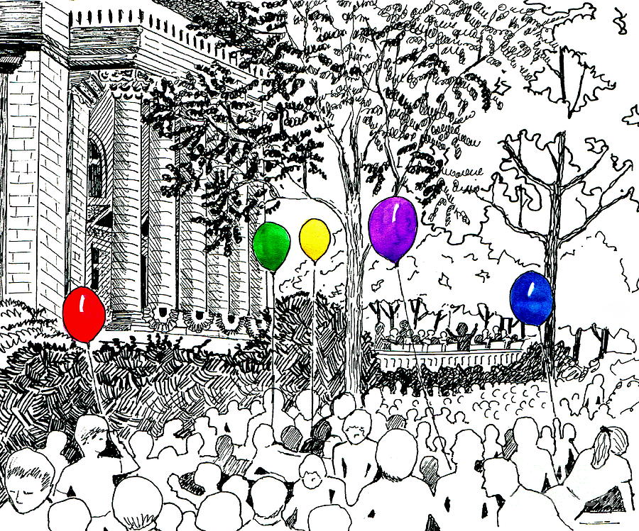 Concert On The Square Drawing by Marilyn Smith
