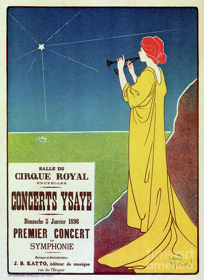 Vintage Drawing - Concerts Ysaye 1896 Henri Meunier by Heidi De Leeuw