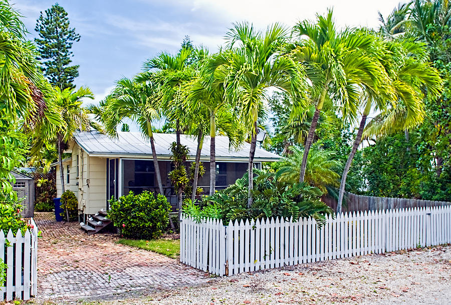 Conch Key Cottage with Picket Fence 1 Photograph by Ginger Wakem
