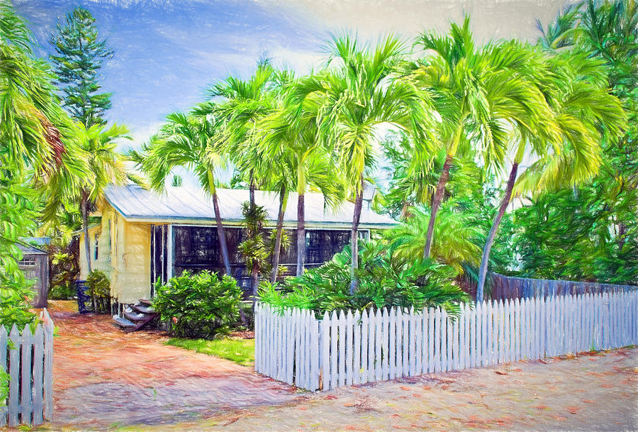 Conch Key Cottage with Picket Fence 3 Photograph by Ginger Wakem