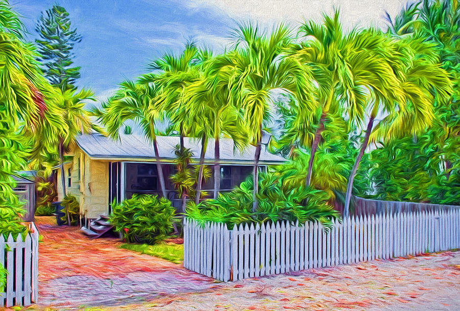 Conch Key Cottage with Picket Fence 4 Photograph by Ginger Wakem