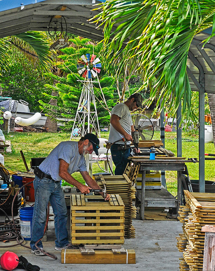 Conch Key Lobster Trap Builders Photograph by Ginger Wakem