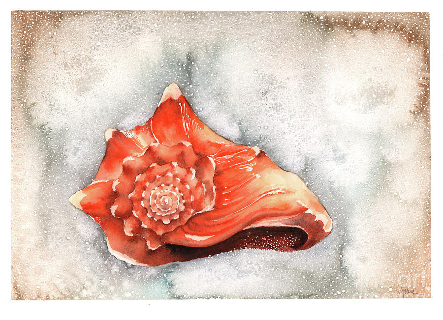 Conch Shell Painting by Hilda Wagner