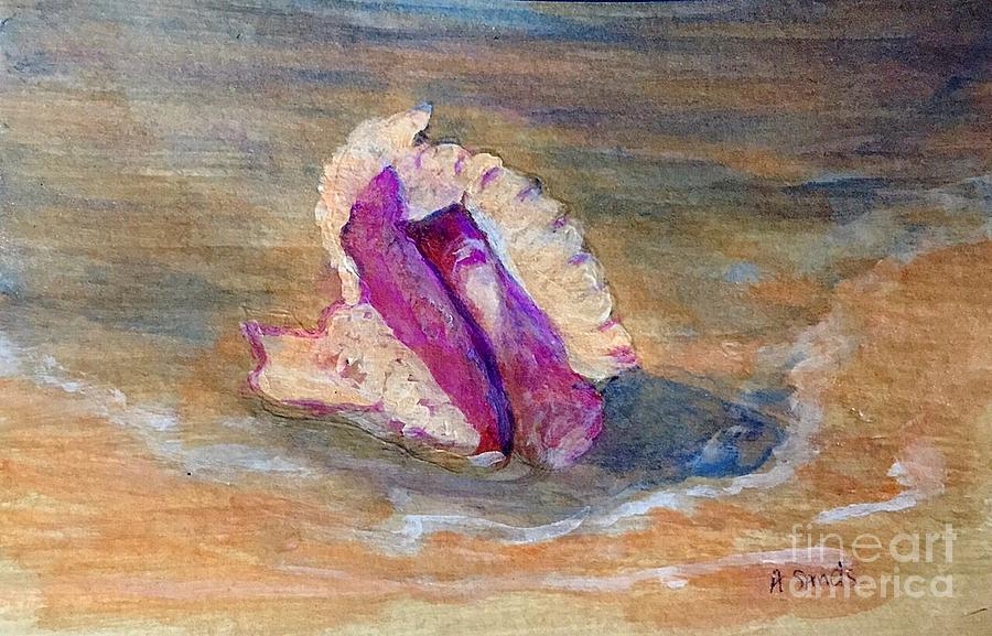 Conch shell on the shore Painting by Anne Sands
