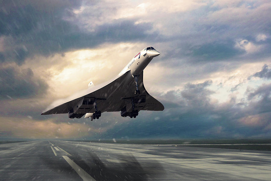 Concorde Rainy Arrival Digital Art by Airpower Art
