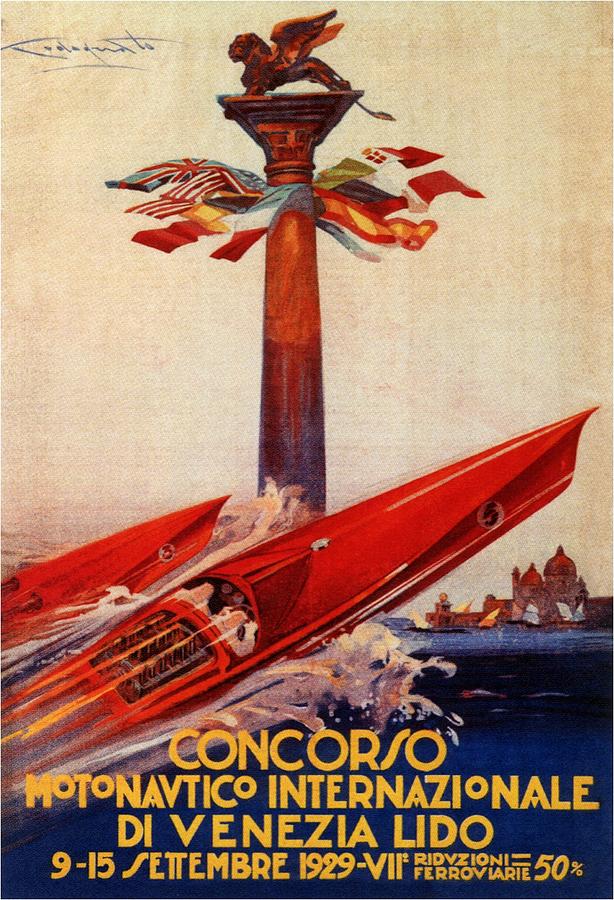Concorso Motonautico Internazionale - Venezia, Italy - Retro Travel Poster - Vintage Poster Mixed Media