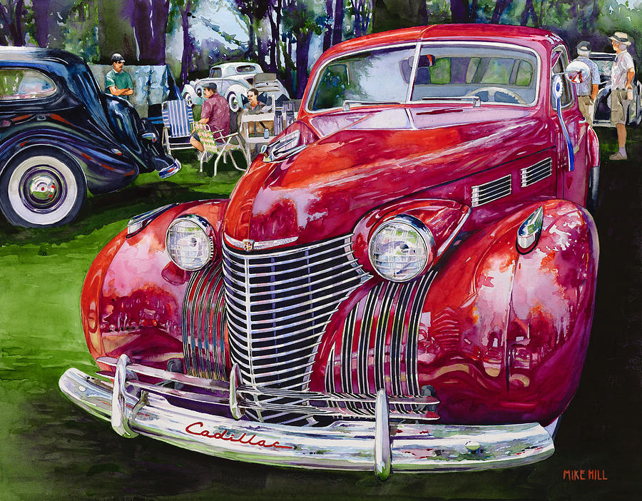 Concours Cadillac Painting by Mike Hill