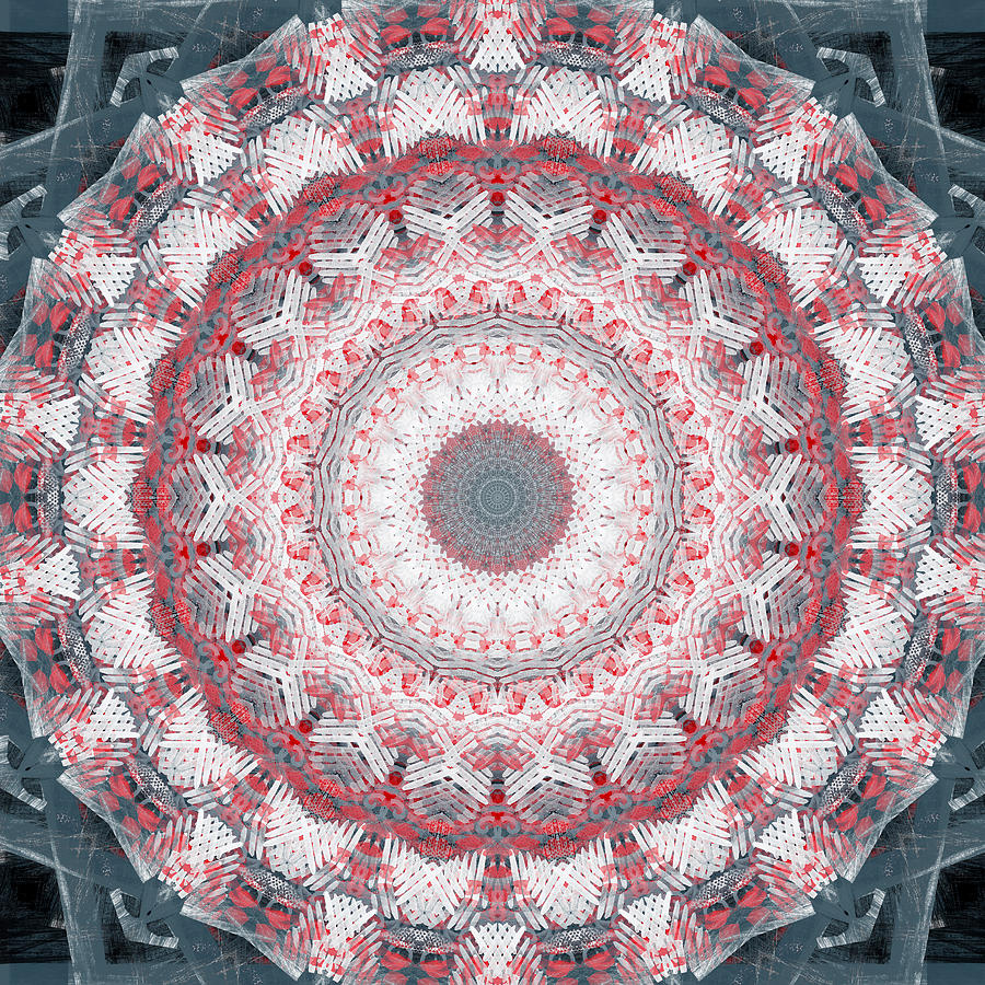 Concrete And Red Mandala- Abstract Art By Linda Woods Painting