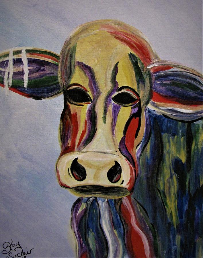 Cow Painting - Concussion Cow by Kay Sinclair