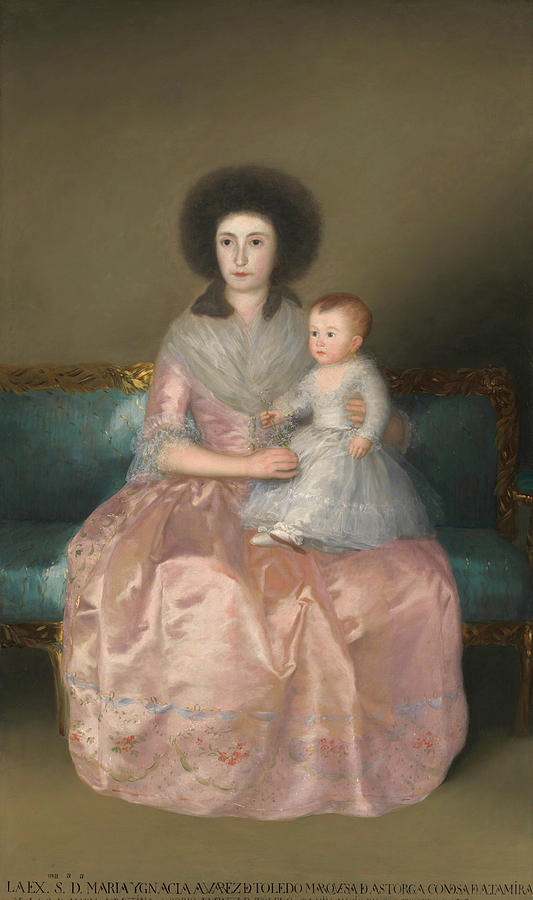 Francisco Goya Painting - Condesa de Altamira and Her Daughter, Maria Agustina by Francisco Goya