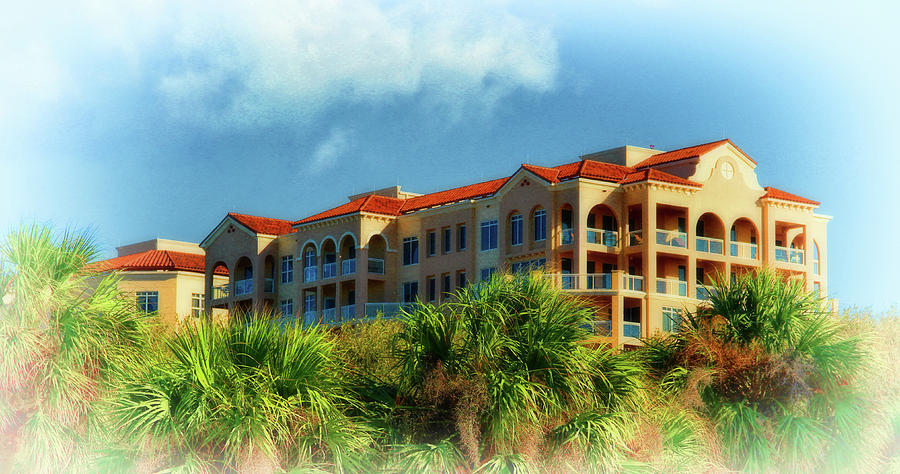 Condos Among the Palms and Clouds Clearwater Florida Photograph by Ola Allen
