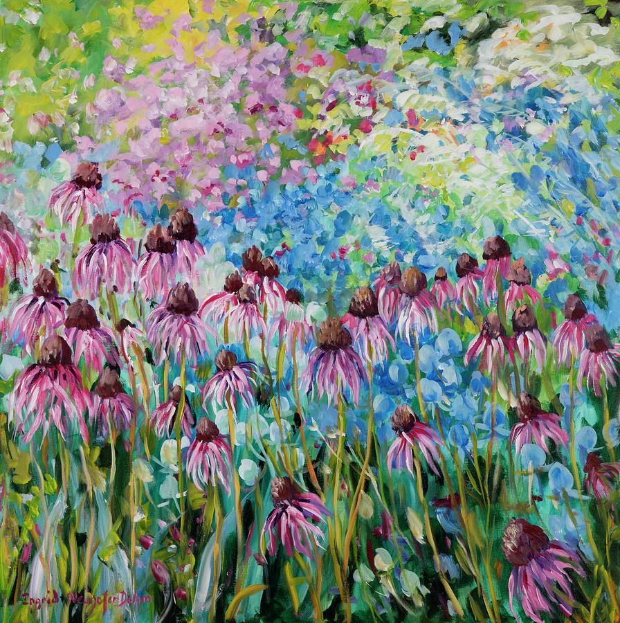 Cone Flowers Painting by Ingrid Dohm