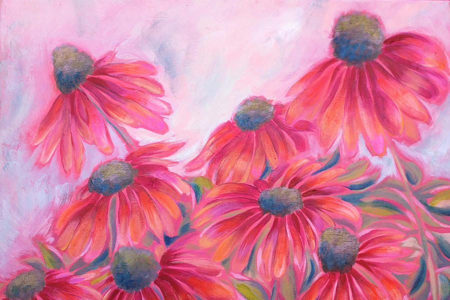 Cone Flowers Painting by Lynda Freeman - Pixels