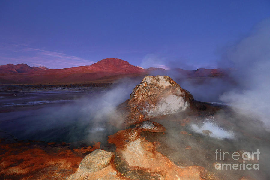 Cone Geyser at Twilight El Tatio Chile Photograph by James Brunker